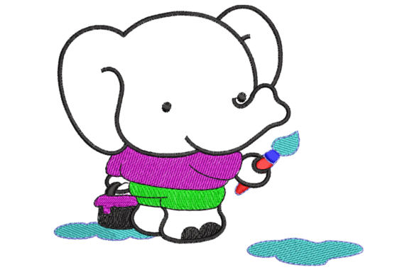 Review: Cute Cartoon Elephant Embroidery Design
